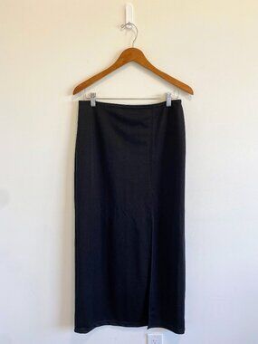 Vintage Black Maxi Skirt w/ Side Slit / Y2K / Made in Canada